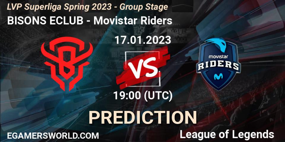 Prognose für das Spiel BISONS ECLUB VS Movistar Riders. 17.01.23. LoL - LVP Superliga Spring 2023 - Group Stage