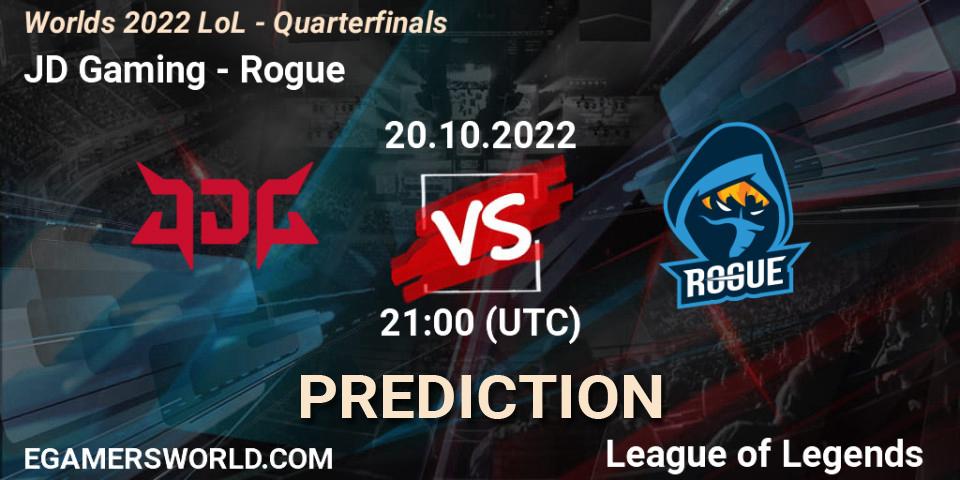 Prognose für das Spiel JD Gaming VS Rogue. 20.10.2022 at 21:00. LoL - Worlds 2022 LoL - Quarterfinals