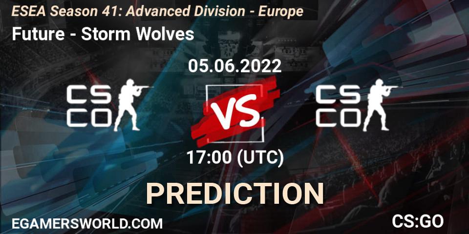 Prognose für das Spiel Future VS Storm Wolves. 05.06.2022 at 17:00. Counter-Strike (CS2) - ESEA Season 41: Advanced Division - Europe