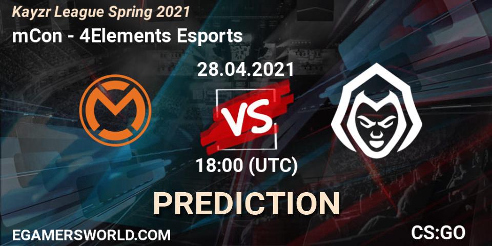 Prognose für das Spiel mCon VS 4Elements Esports. 28.04.21. CS2 (CS:GO) - Kayzr League Spring 2021