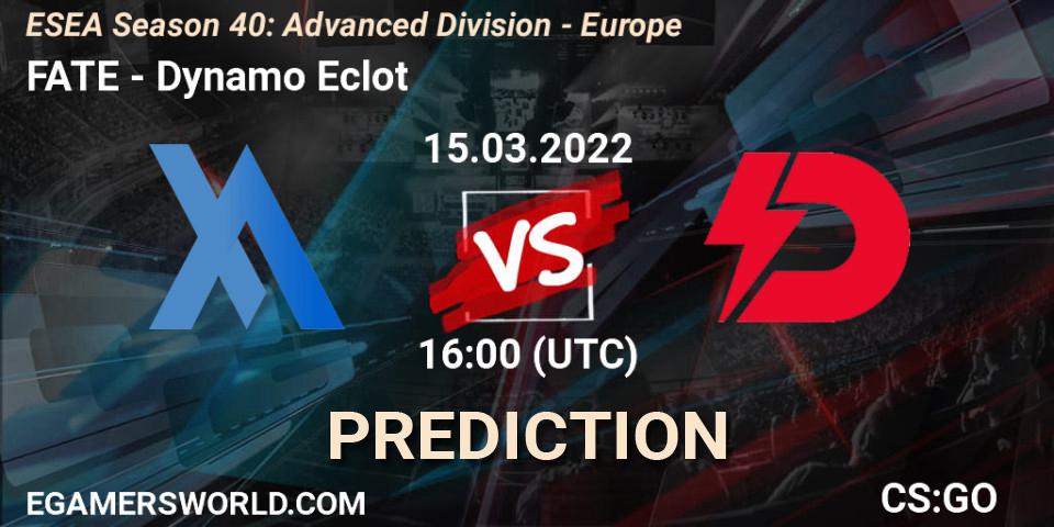 Prognose für das Spiel FATE VS Dynamo Eclot. 15.03.22. CS2 (CS:GO) - ESEA Season 40: Advanced Division - Europe