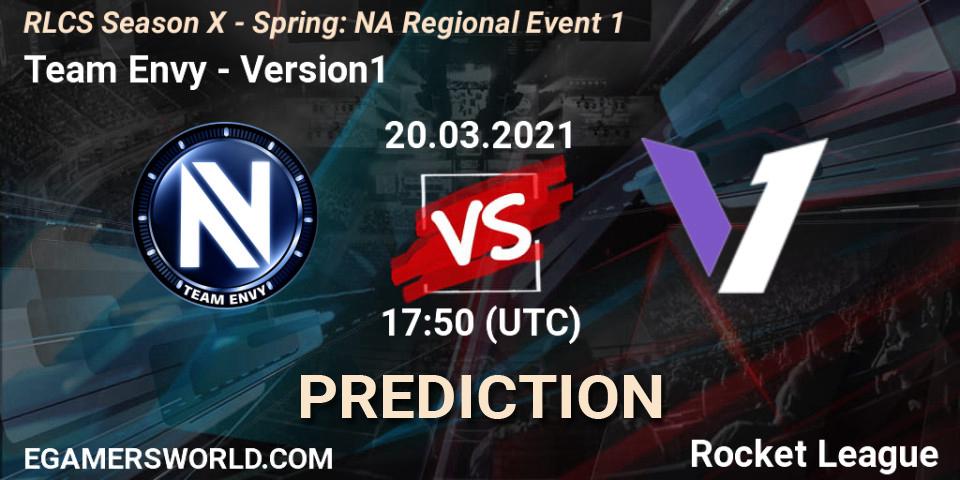 Prognose für das Spiel Team Envy VS Version1. 20.03.2021 at 17:35. Rocket League - RLCS Season X - Spring: NA Regional Event 1