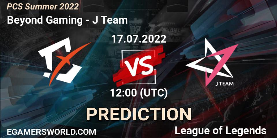 Prognose für das Spiel Beyond Gaming VS J Team. 17.07.22. LoL - PCS Summer 2022