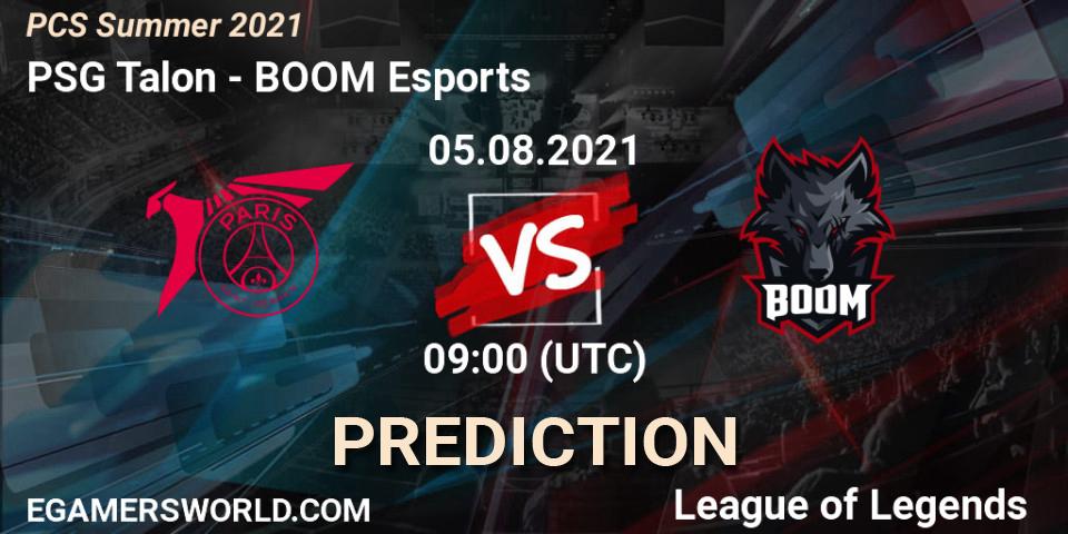 Prognose für das Spiel PSG Talon VS BOOM Esports. 05.08.21. LoL - PCS Summer 2021