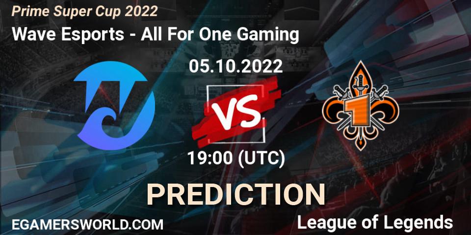 Prognose für das Spiel Wave Esports VS All For One Gaming. 05.10.22. LoL - Prime Super Cup 2022