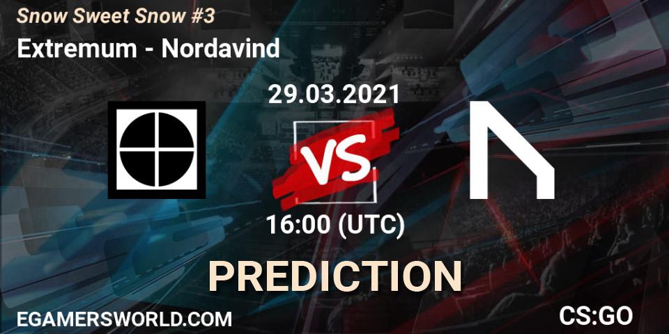 Prognose für das Spiel Extremum VS Nordavind. 29.03.2021 at 17:15. Counter-Strike (CS2) - Snow Sweet Snow #3