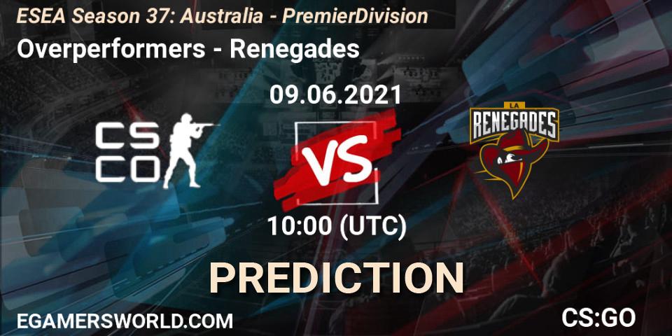 Prognose für das Spiel Overperformers VS Renegades. 09.06.2021 at 10:00. Counter-Strike (CS2) - ESEA Season 37: Australia - Premier Division