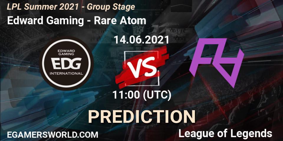 Prognose für das Spiel Edward Gaming VS Rare Atom. 14.06.21. LoL - LPL Summer 2021 - Group Stage