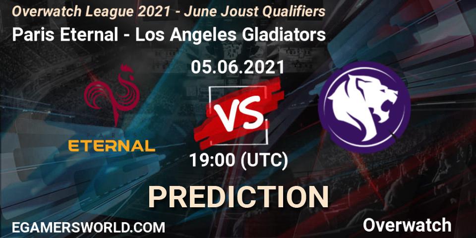 Prognose für das Spiel Paris Eternal VS Los Angeles Gladiators. 05.06.21. Overwatch - Overwatch League 2021 - June Joust Qualifiers