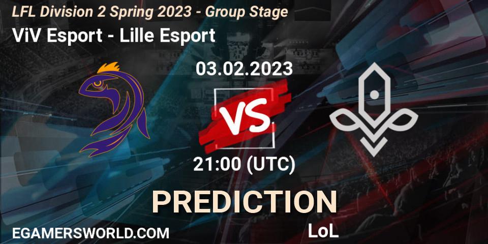 Prognose für das Spiel ViV Esport VS Lille Esport. 03.02.2023 at 21:00. LoL - LFL Division 2 Spring 2023 - Group Stage