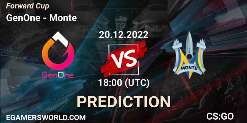 Prognose für das Spiel GenOne VS Monte. 20.12.2022 at 18:00. Counter-Strike (CS2) - Forward Cup