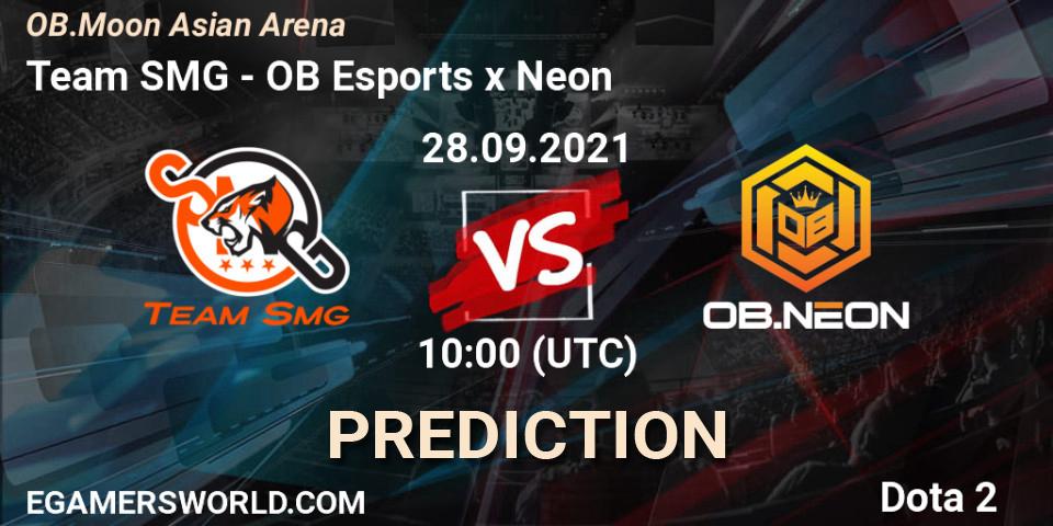 Prognose für das Spiel Team SMG VS OB Esports x Neon. 28.09.2021 at 10:46. Dota 2 - OB.Moon Asian Arena