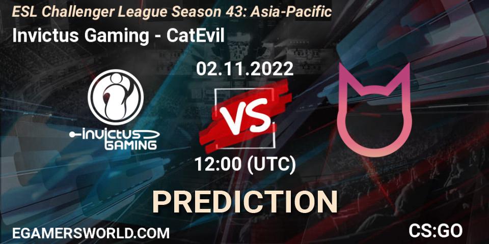 Prognose für das Spiel Invictus Gaming VS CatEvil. 02.11.22. CS2 (CS:GO) - ESL Challenger League Season 43: Asia-Pacific