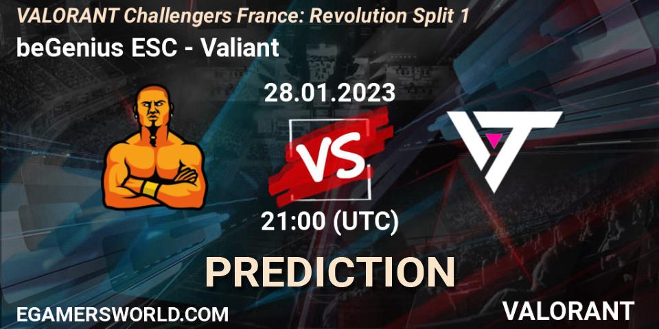Prognose für das Spiel beGenius ESC VS Valiant. 28.01.23. VALORANT - VALORANT Challengers 2023 France: Revolution Split 1