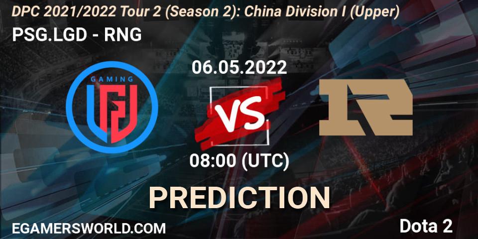 Prognose für das Spiel PSG.LGD VS RNG. 06.05.22. Dota 2 - DPC CN 2021/2022 Tour 2: Regional Final