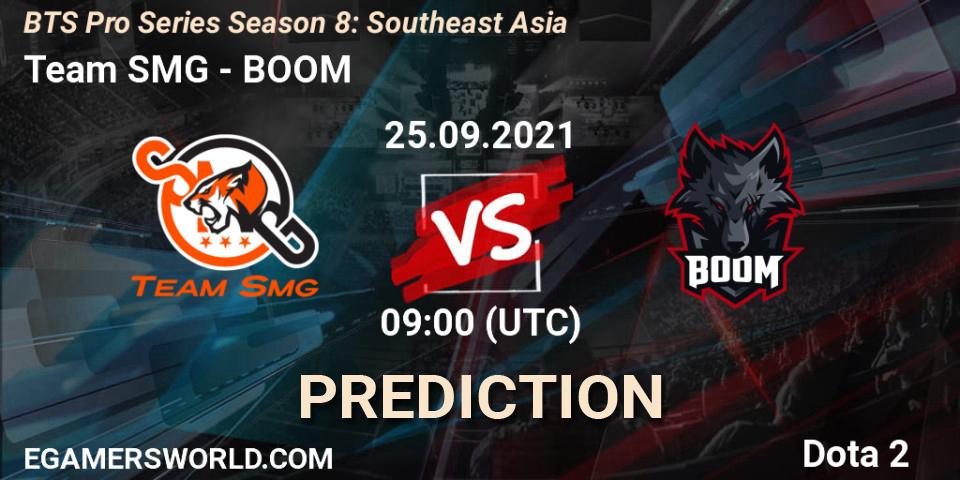 Prognose für das Spiel Team SMG VS BOOM. 25.09.2021 at 09:00. Dota 2 - BTS Pro Series Season 8: Southeast Asia