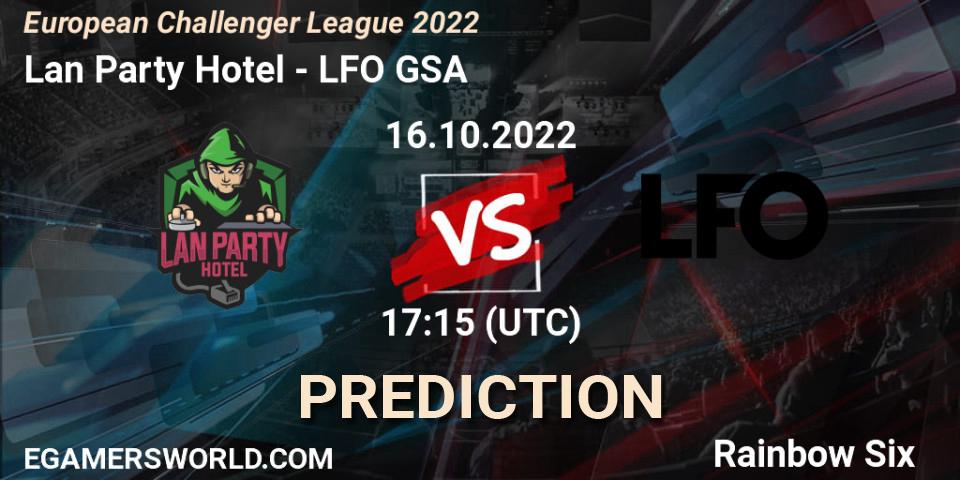Prognose für das Spiel Lan Party Hotel VS LFO GSA. 21.10.2022 at 17:15. Rainbow Six - European Challenger League 2022