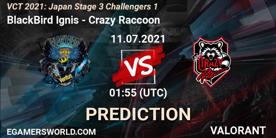 Prognose für das Spiel BlackBird Ignis VS Crazy Raccoon. 11.07.2021 at 01:55. VALORANT - VCT 2021: Japan Stage 3 Challengers 1