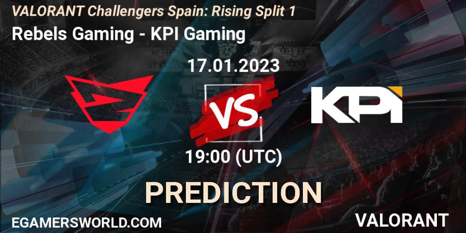 Prognose für das Spiel Rebels Gaming VS KPI Gaming. 17.01.2023 at 19:45. VALORANT - VALORANT Challengers 2023 Spain: Rising Split 1