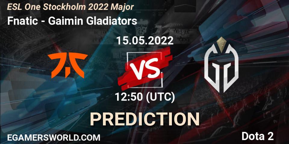 Prognose für das Spiel Fnatic VS Gaimin Gladiators. 15.05.2022 at 12:45. Dota 2 - ESL One Stockholm 2022 Major