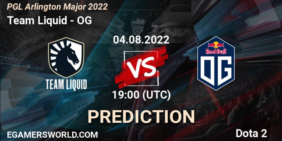 Prognose für das Spiel Team Liquid VS OG. 04.08.2022 at 20:15. Dota 2 - PGL Arlington Major 2022 - Group Stage