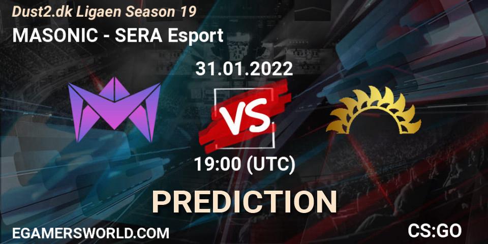 Prognose für das Spiel MASONIC VS SERA Esport. 02.02.2022 at 21:00. Counter-Strike (CS2) - Dust2.dk Ligaen Season 19
