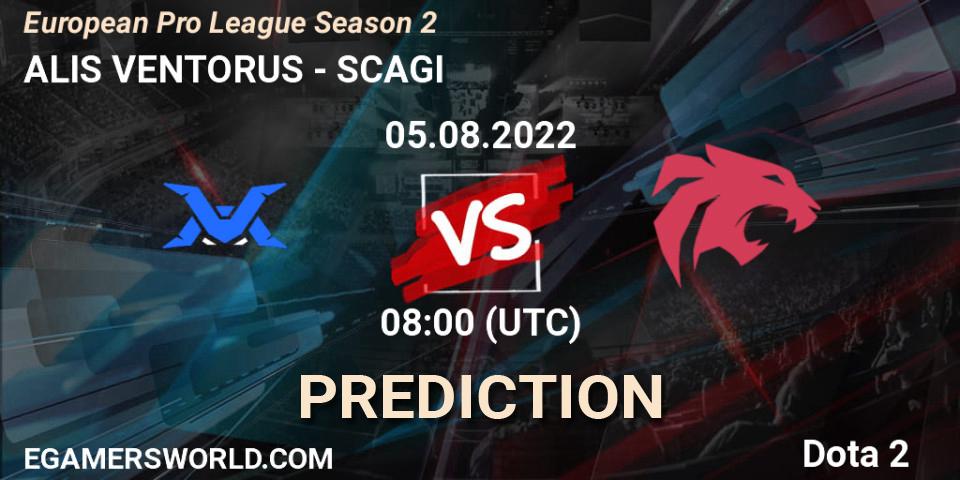 Prognose für das Spiel ALIS VENTORUS VS SCAGI. 05.08.22. Dota 2 - European Pro League Season 2