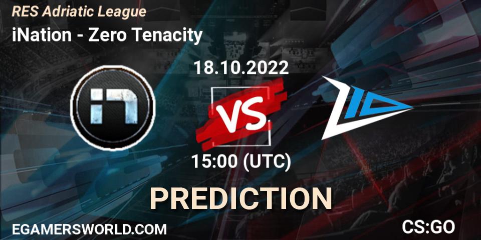 Prognose für das Spiel iNation VS Zero Tenacity. 18.10.2022 at 15:00. Counter-Strike (CS2) - RES Adriatic League