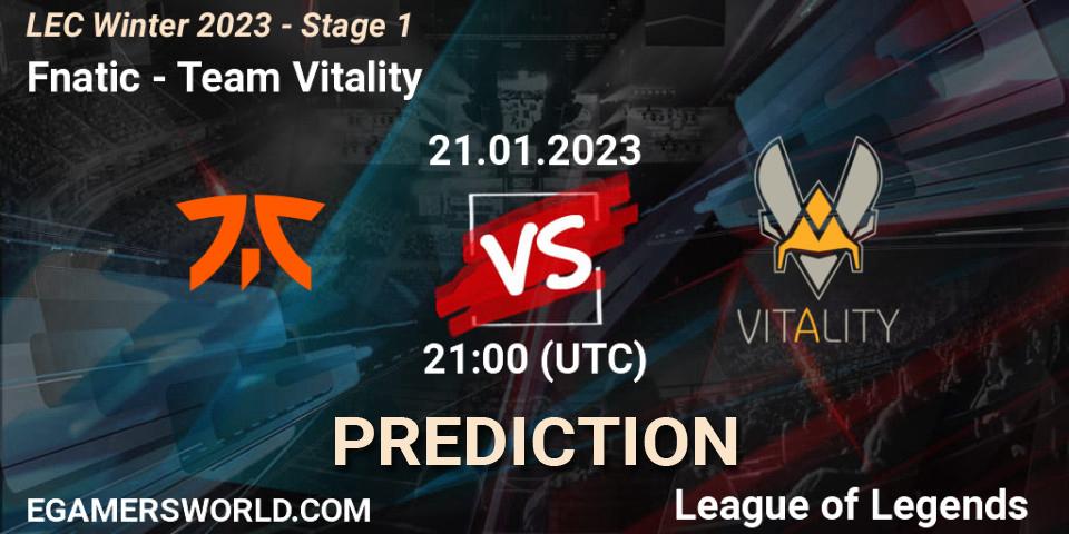 Prognose für das Spiel Fnatic VS Team Vitality. 21.01.23. LoL - LEC Winter 2023 - Stage 1