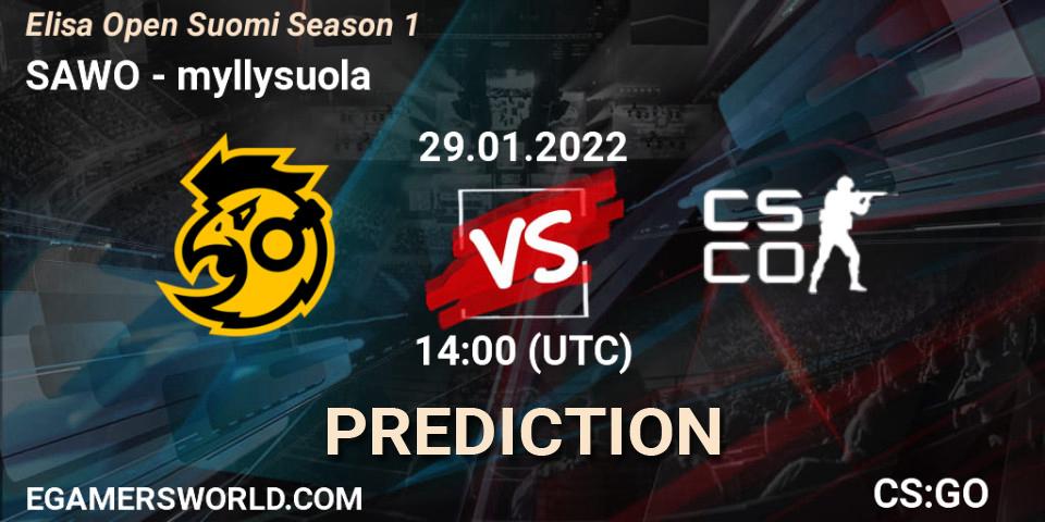 Prognose für das Spiel SAWO VS myllysuola. 29.01.2022 at 14:00. Counter-Strike (CS2) - Elisa Open Suomi Season 1