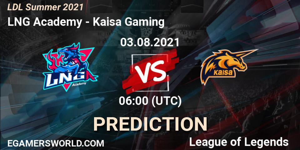 Prognose für das Spiel LNG Academy VS Kaisa Gaming. 03.08.21. LoL - LDL Summer 2021