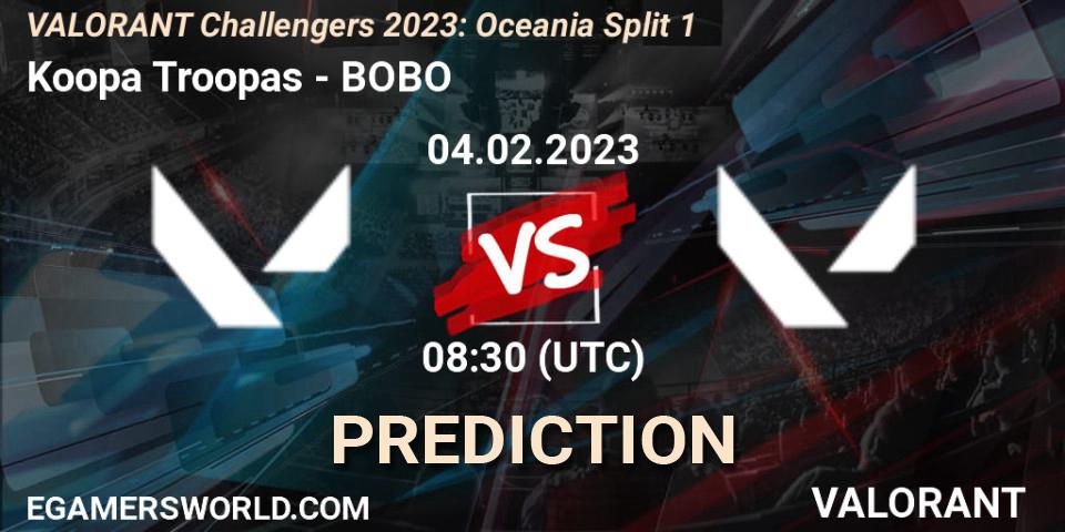 Prognose für das Spiel Koopa Troopas VS BOBO. 04.02.23. VALORANT - VALORANT Challengers 2023: Oceania Split 1