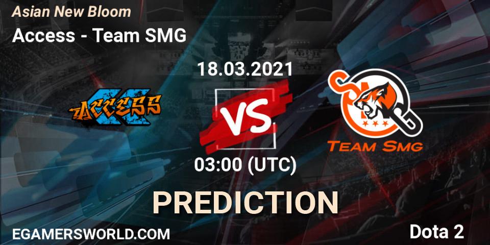 Prognose für das Spiel Access VS Team SMG. 18.03.21. Dota 2 - Asian New Bloom