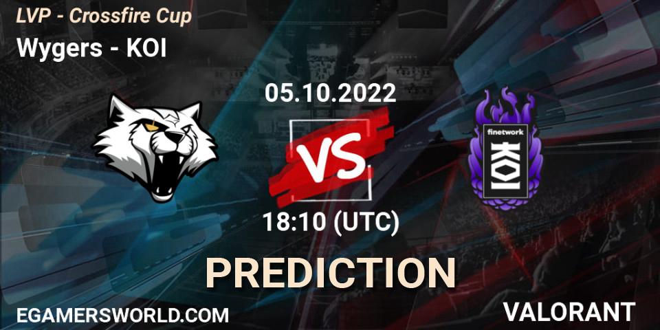 Prognose für das Spiel Wygers VS KOI. 05.10.2022 at 18:25. VALORANT - LVP - Crossfire Cup