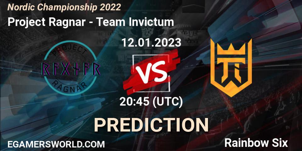 Prognose für das Spiel Project Ragnar VS Team Invictum. 12.01.2023 at 20:45. Rainbow Six - Nordic Championship 2022