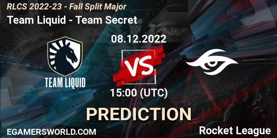 Prognose für das Spiel Team Liquid VS Team Secret. 08.12.2022 at 14:15. Rocket League - RLCS 2022-23 - Fall Split Major