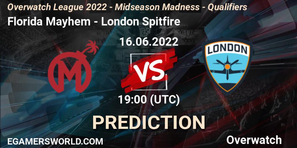 Prognose für das Spiel Florida Mayhem VS London Spitfire. 16.06.22. Overwatch - Overwatch League 2022 - Midseason Madness - Qualifiers