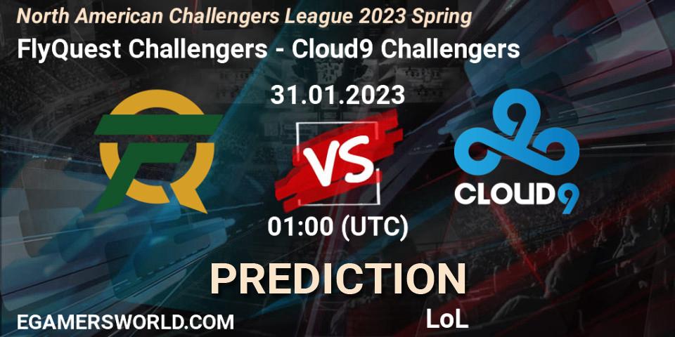 Prognose für das Spiel FlyQuest Challengers VS Cloud9 Challengers. 31.01.23. LoL - NACL 2023 Spring - Group Stage