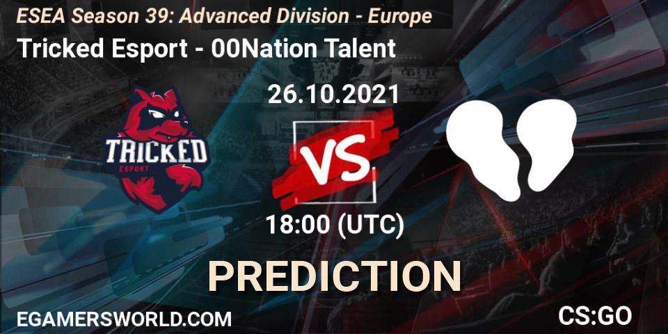 Prognose für das Spiel Tricked Esport VS 00Nation Talent. 26.10.2021 at 18:00. Counter-Strike (CS2) - ESEA Season 39: Advanced Division - Europe