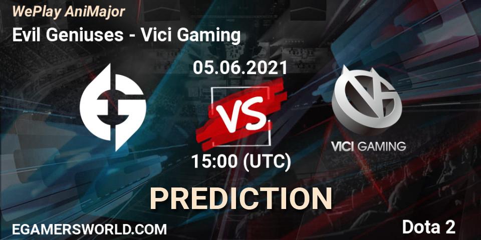 Prognose für das Spiel Evil Geniuses VS Vici Gaming. 05.06.21. Dota 2 - WePlay AniMajor 2021