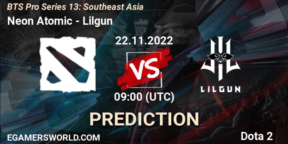 Prognose für das Spiel Neon Atomic VS Lilgun. 22.11.22. Dota 2 - BTS Pro Series 13: Southeast Asia