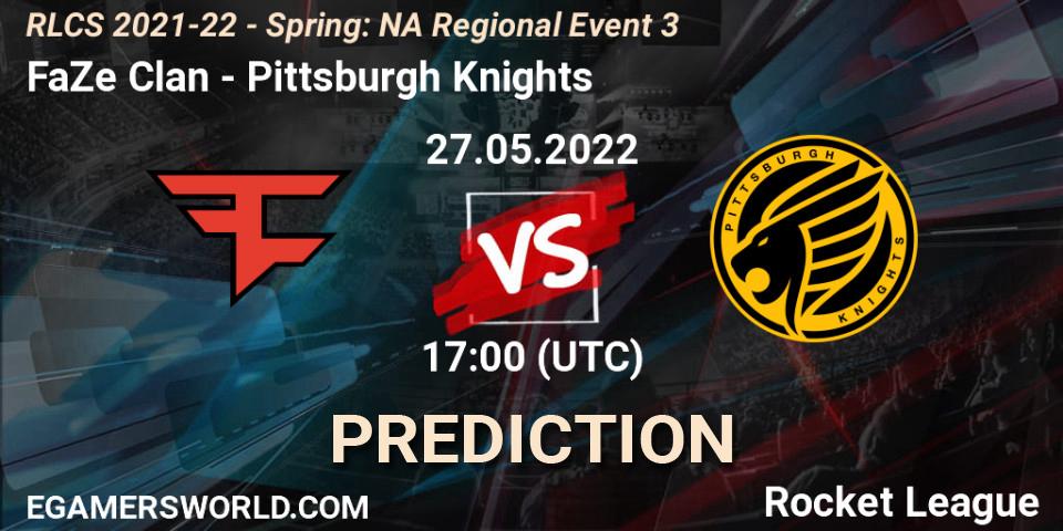Prognose für das Spiel FaZe Clan VS Pittsburgh Knights. 27.05.2022 at 17:00. Rocket League - RLCS 2021-22 - Spring: NA Regional Event 3