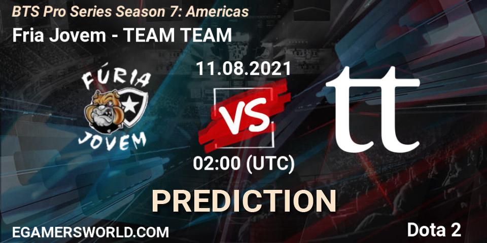 Prognose für das Spiel Fúria Jovem VS TEAM TEAM. 11.08.2021 at 03:12. Dota 2 - BTS Pro Series Season 7: Americas