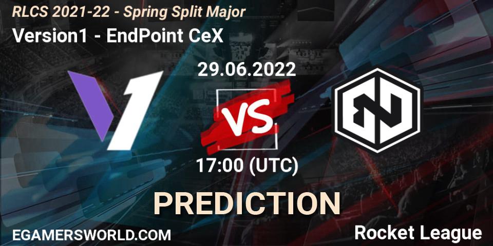 Prognose für das Spiel Version1 VS EndPoint CeX. 29.06.22. Rocket League - RLCS 2021-22 - Spring Split Major