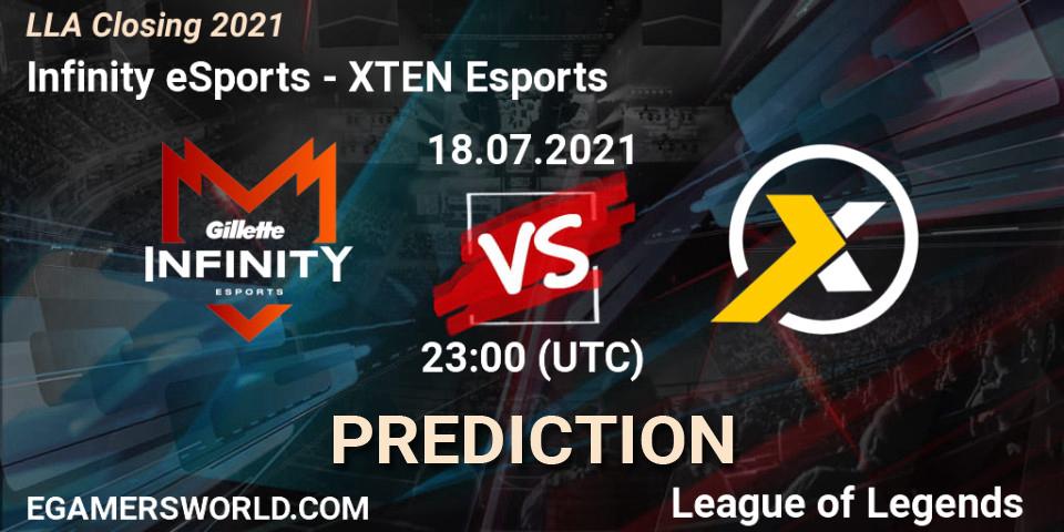 Prognose für das Spiel Infinity eSports VS XTEN Esports. 18.07.21. LoL - LLA Closing 2021