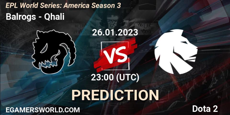 Prognose für das Spiel Balrogs VS Qhali. 26.01.23. Dota 2 - EPL World Series: America Season 3