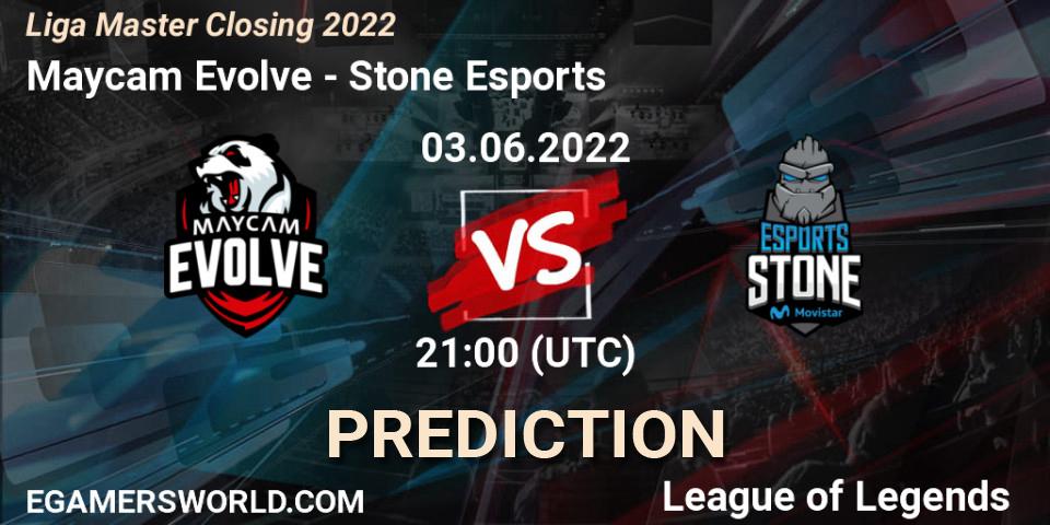Prognose für das Spiel Maycam Evolve VS Stone Esports. 03.06.2022 at 21:00. LoL - Liga Master Closing 2022