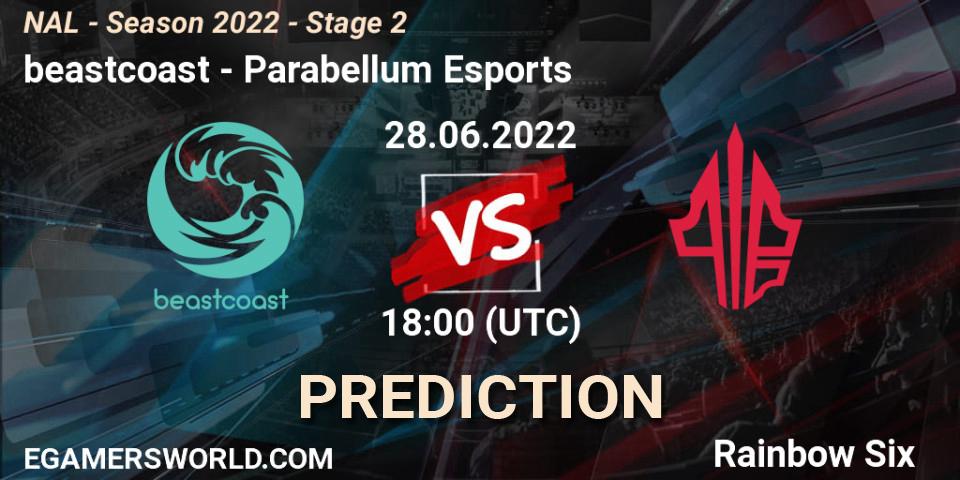 Prognose für das Spiel beastcoast VS Parabellum Esports. 28.06.2022 at 18:00. Rainbow Six - NAL - Season 2022 - Stage 2