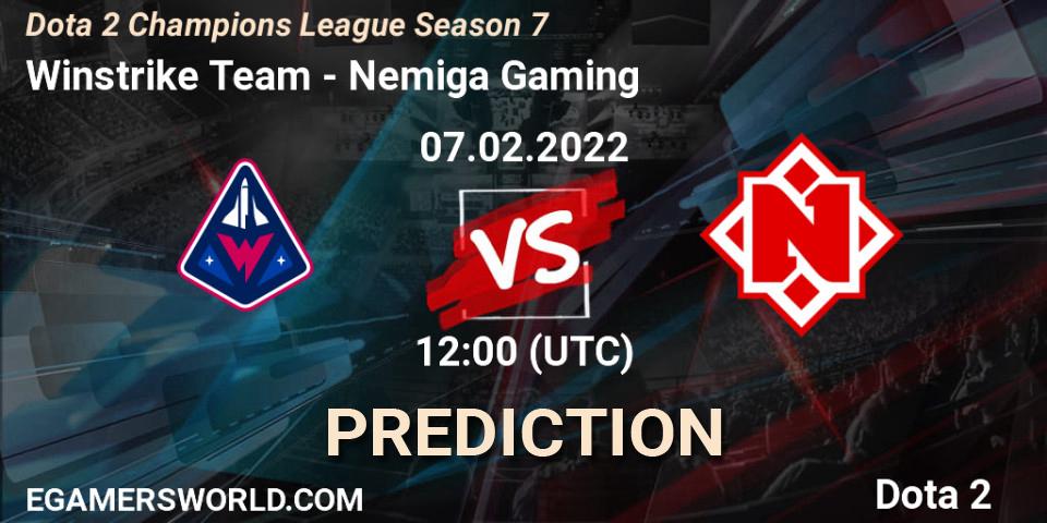 Prognose für das Spiel Winstrike Team VS Nemiga Gaming. 07.02.22. Dota 2 - Dota 2 Champions League 2022 Season 7