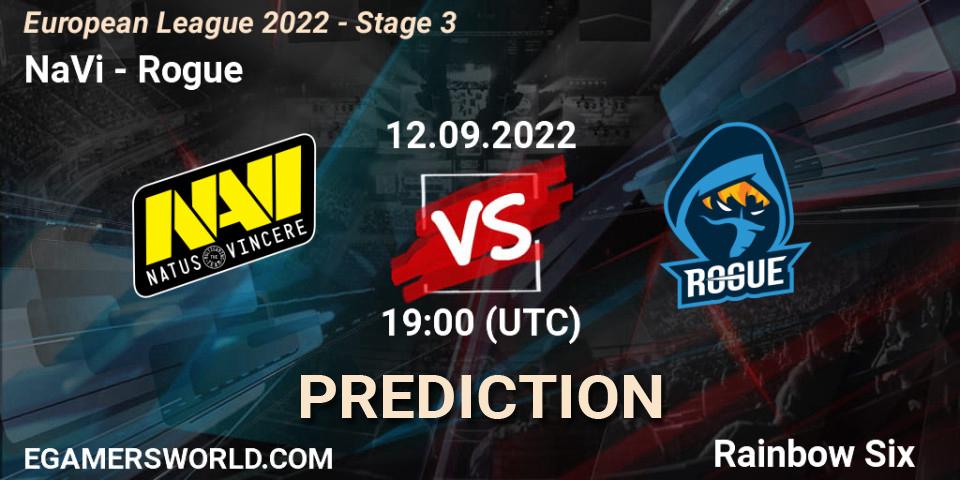 Prognose für das Spiel NaVi VS Rogue. 12.09.22. Rainbow Six - European League 2022 - Stage 3